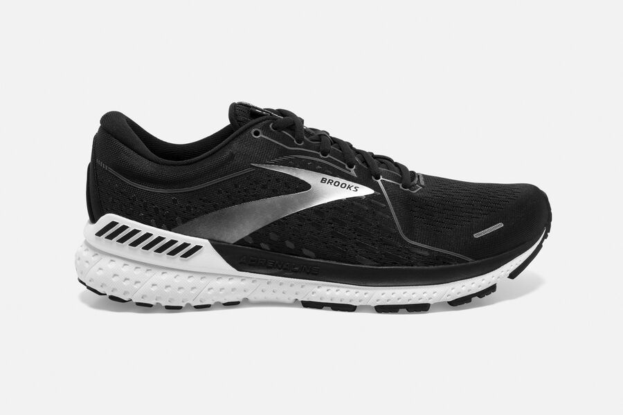 Mens Brooks Adrenaline GTS 21 Road Shoes Black Pearl/White | Shoes 5243-BFUDK